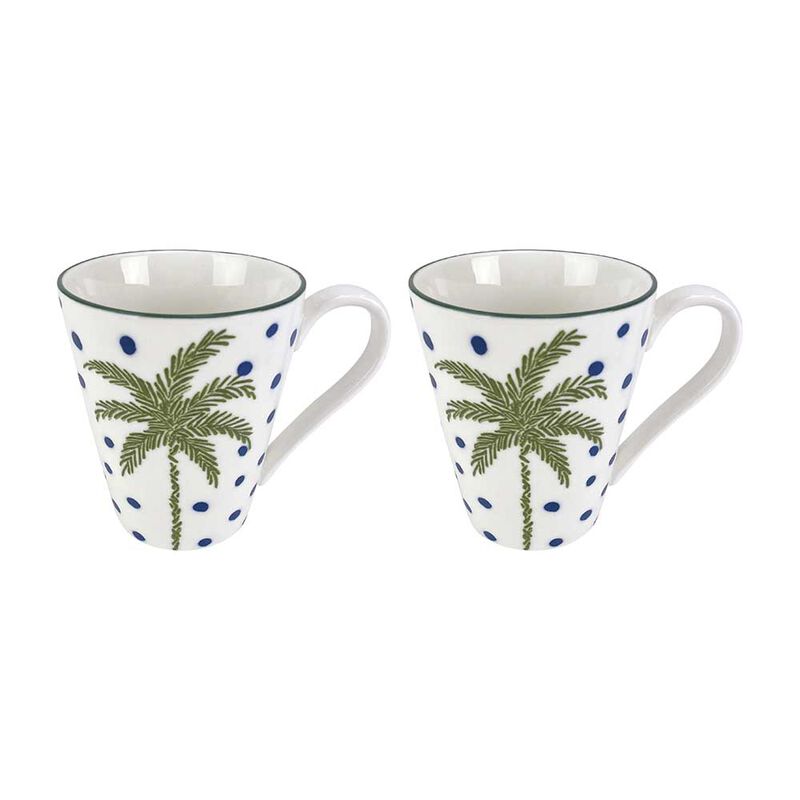 Coconut Bay Coffee Mug - White Palm Set of 2 image number 0